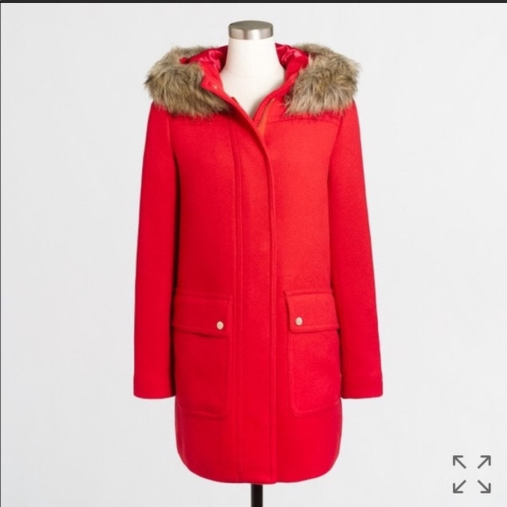 JCrew Red Vail Parka City Coat size 4 worn once!